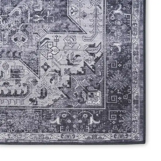 Gray Floral Distressed Area Rug Photo 3