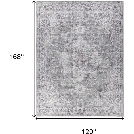 Gray Floral Distressed Area Rug Photo 3