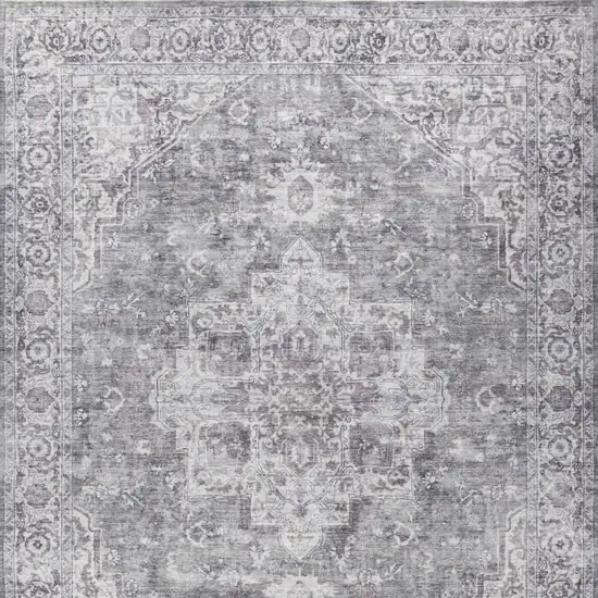 Gray Floral Distressed Area Rug Photo 7