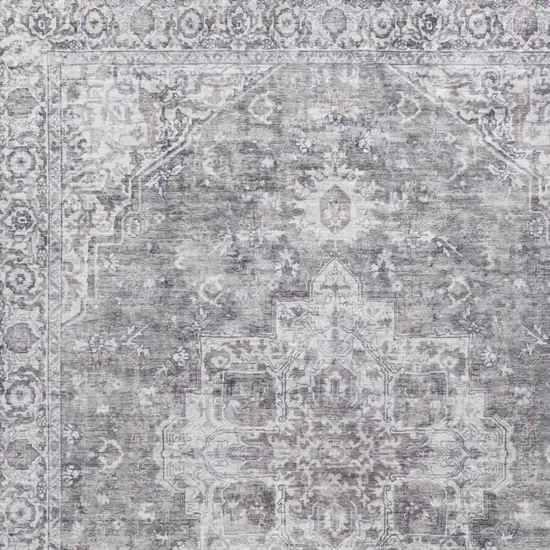 Gray Floral Distressed Area Rug Photo 6