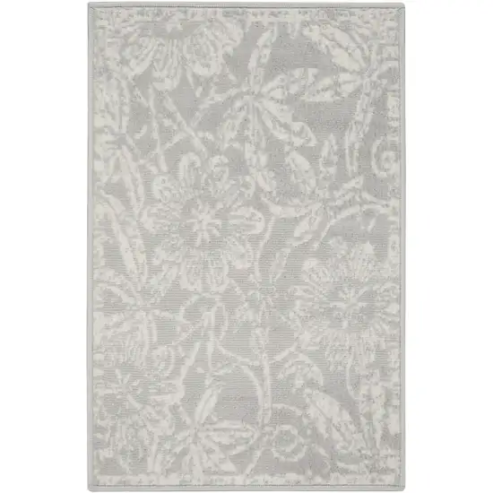 Gray Floral Distressed Area Rug Photo 8