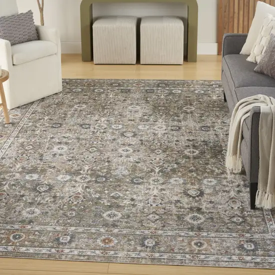 Gray Floral Distressed Area Rug Photo 5