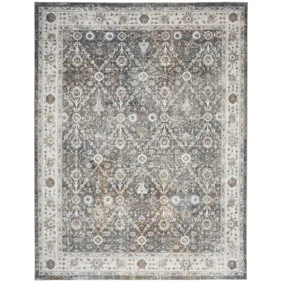 Gray Floral Distressed Area Rug Photo 7
