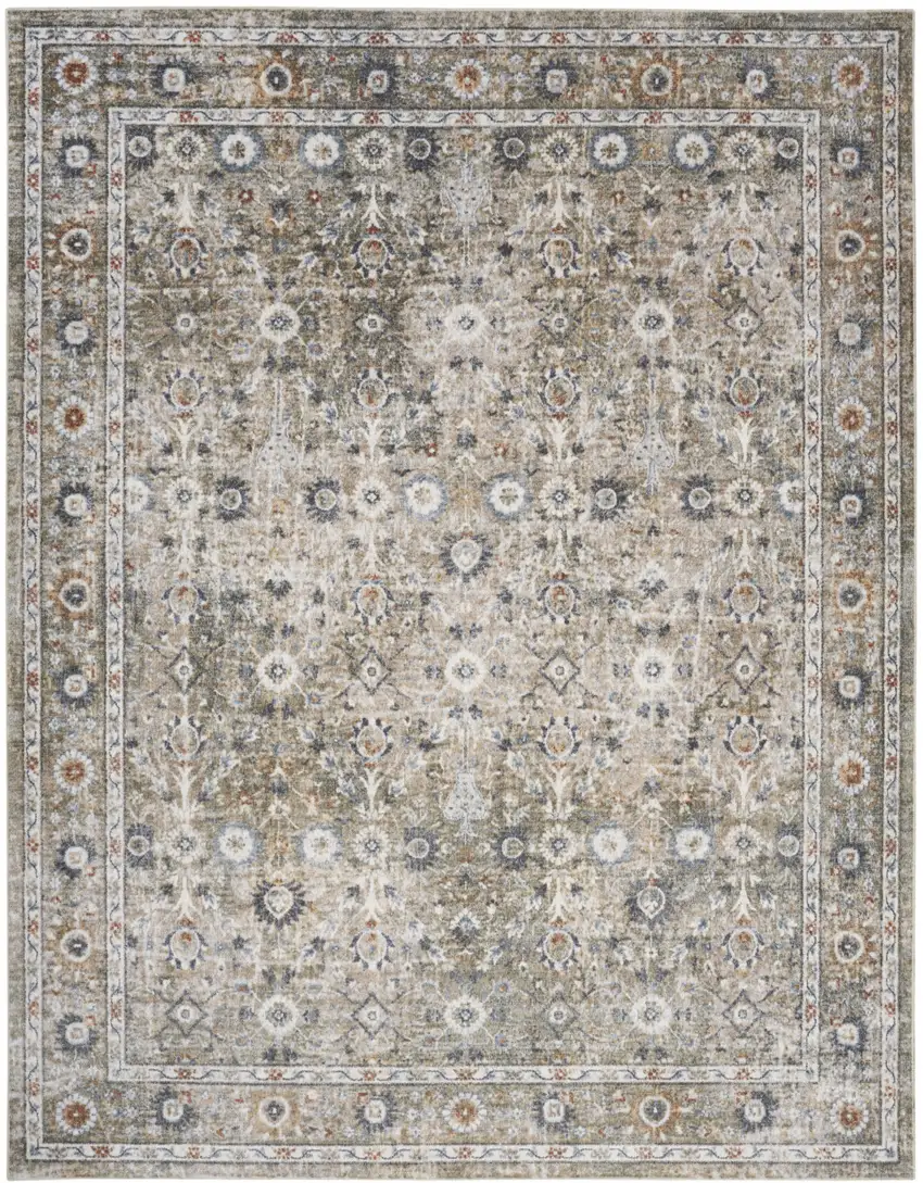 Gray Floral Distressed Area Rug Photo 7