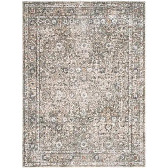 Gray Floral Distressed Area Rug Photo 7