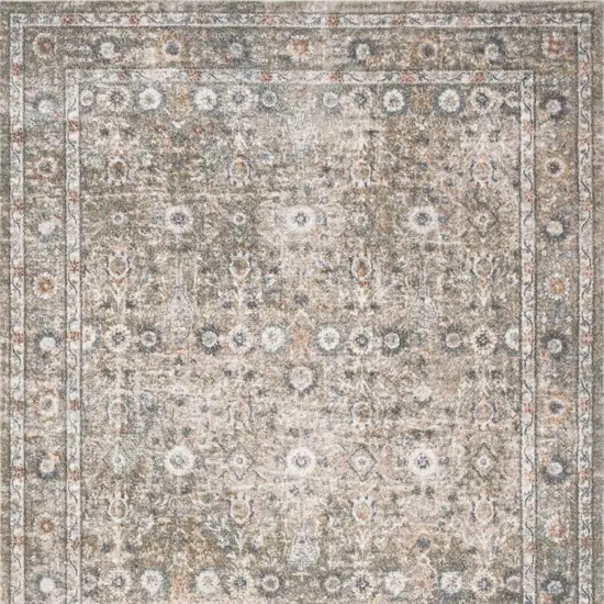Gray Floral Distressed Area Rug Photo 3