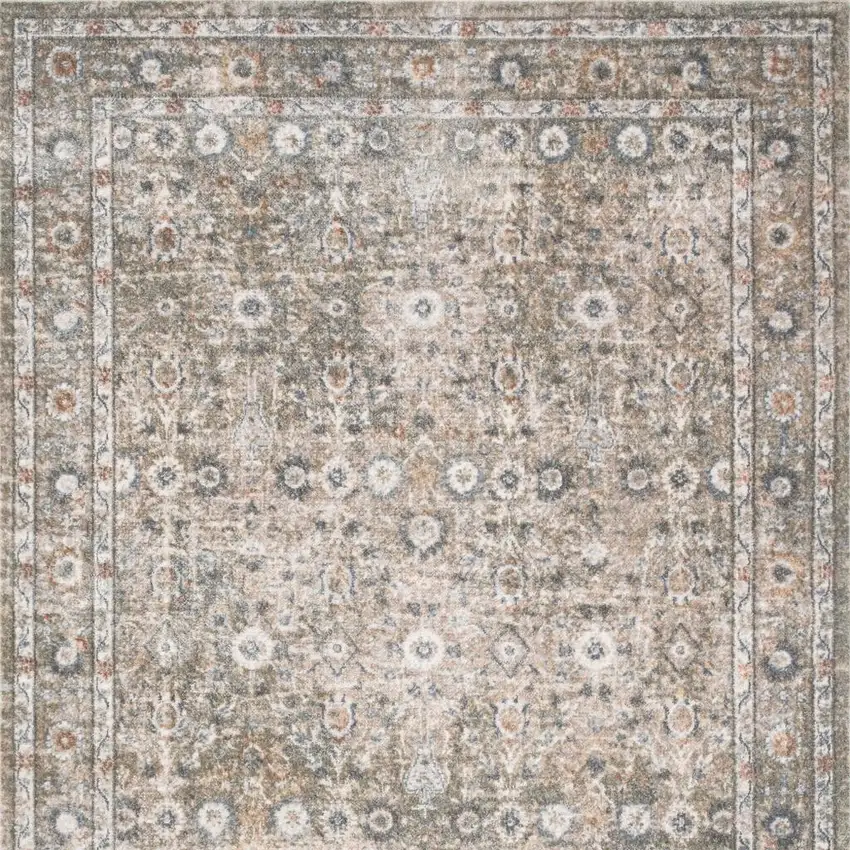 Gray Floral Distressed Area Rug Photo 3
