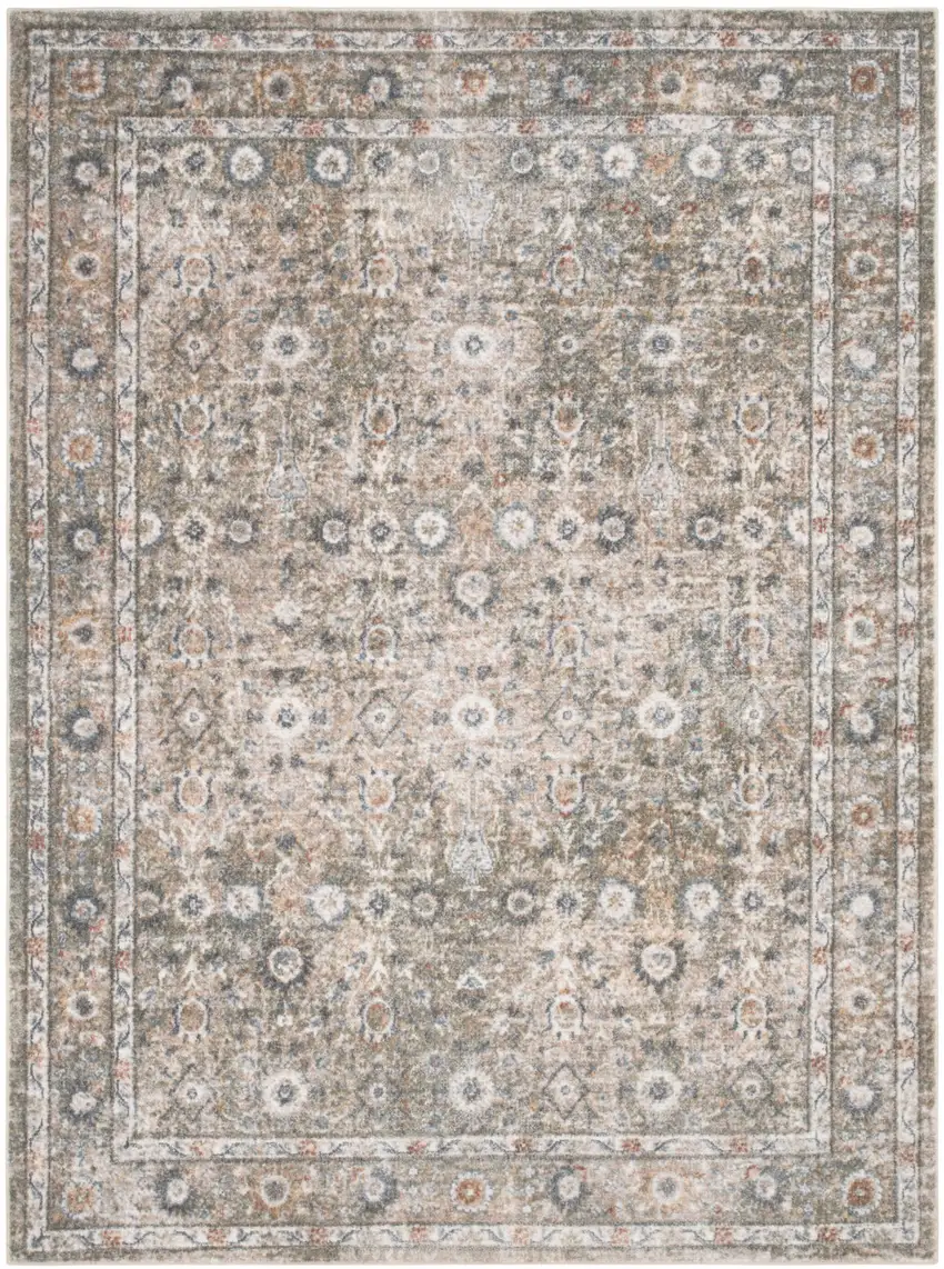Gray Floral Distressed Area Rug Photo 8