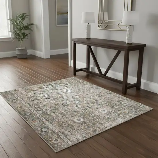 Gray Floral Distressed Area Rug Photo 1