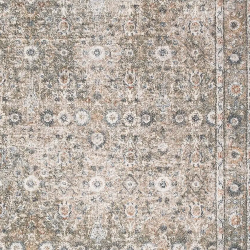 Gray Floral Distressed Area Rug Photo 2