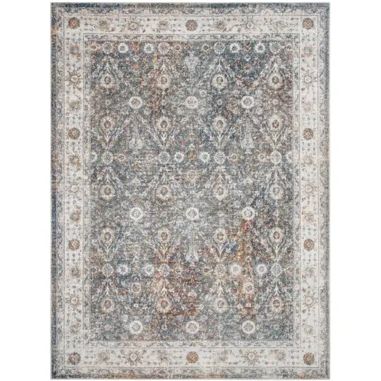 Gray Floral Distressed Area Rug Photo 8