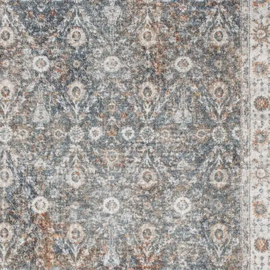 Gray Floral Distressed Area Rug Photo 2