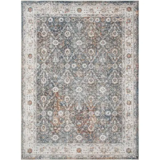 Gray Floral Distressed Area Rug Photo 4