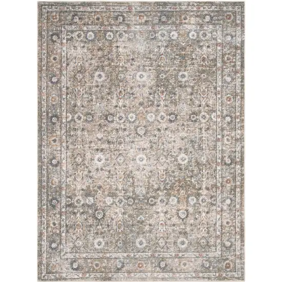 Gray Floral Distressed Area Rug Photo 3