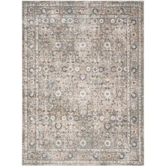 Gray Floral Distressed Area Rug Photo 4