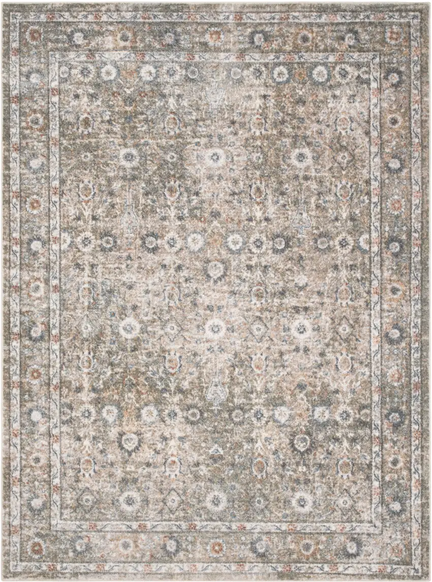 Gray Floral Distressed Area Rug Photo 4