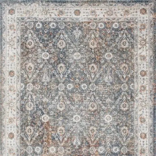 Gray Floral Distressed Area Rug Photo 3