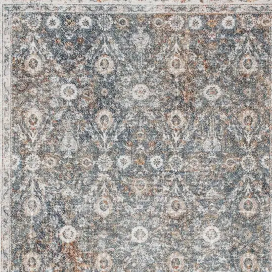 Gray Floral Distressed Area Rug Photo 2