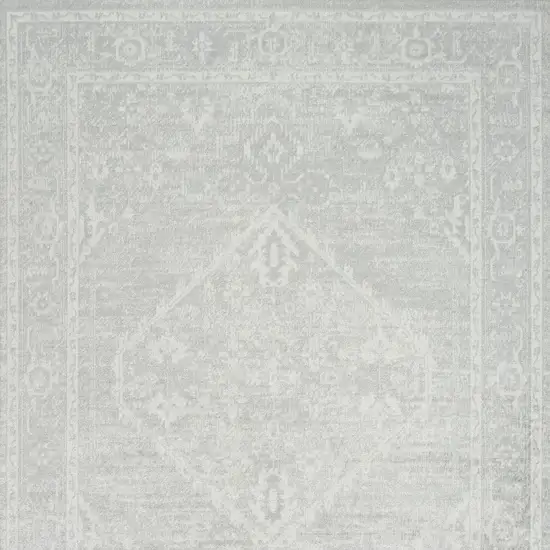Gray Floral Distressed Area Rug Photo 9