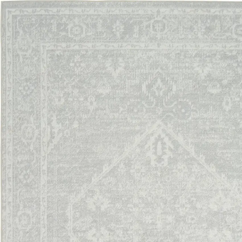 Gray Floral Distressed Area Rug Photo 8