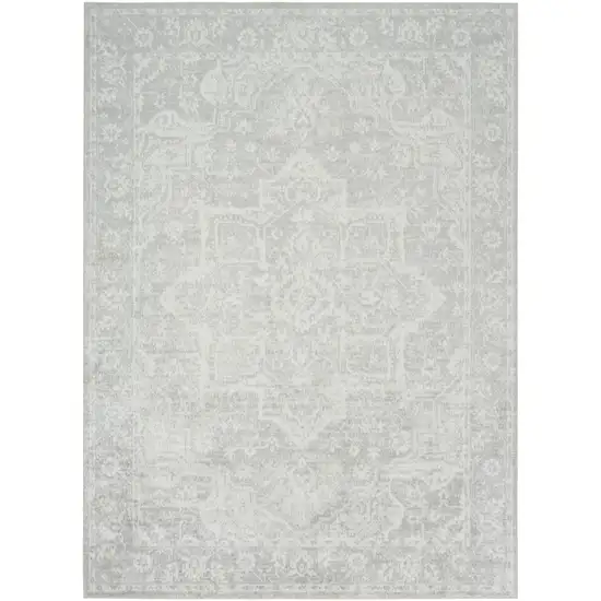 Gray Floral Distressed Area Rug Photo 7