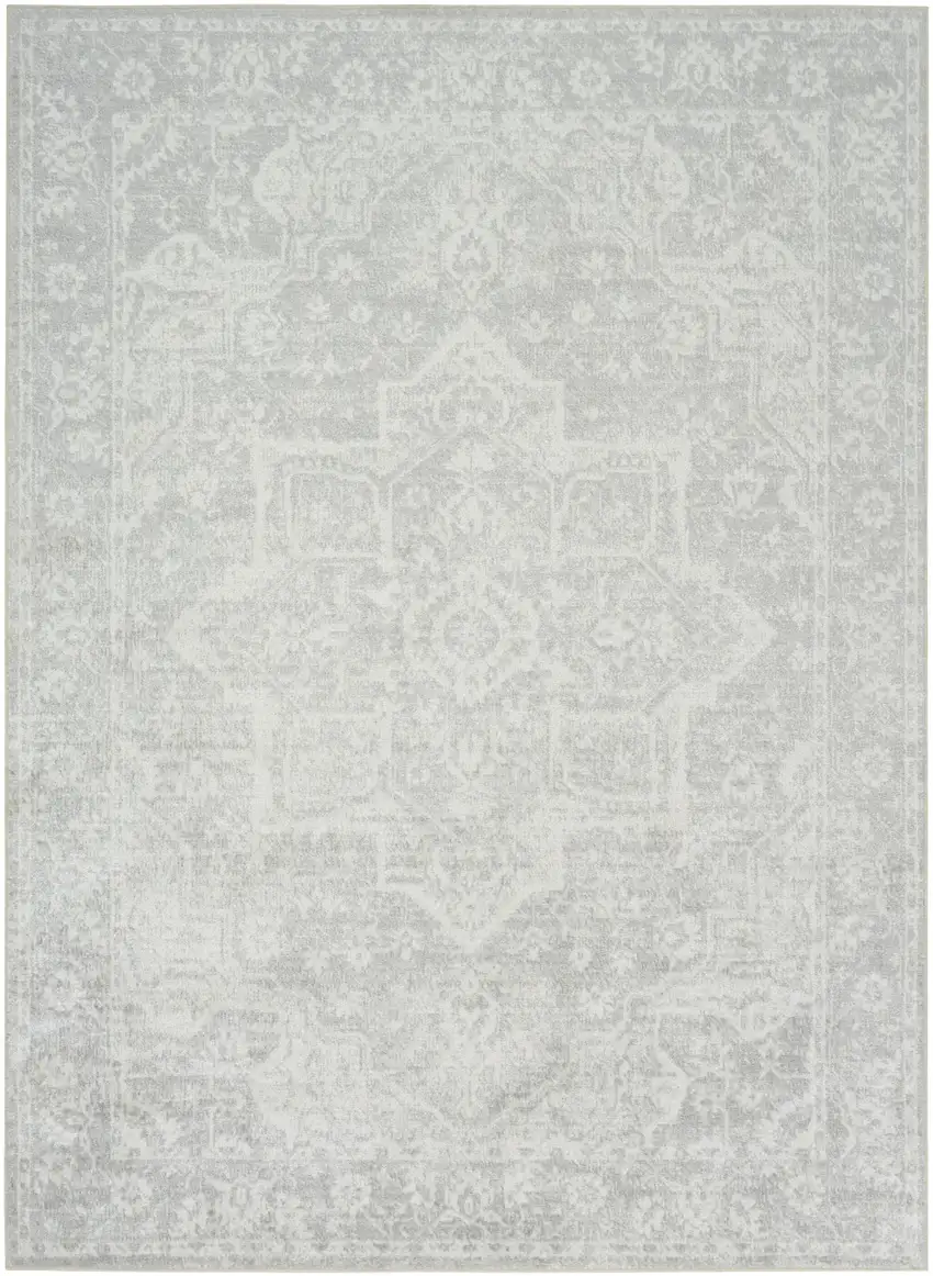 Gray Floral Distressed Area Rug Photo 7