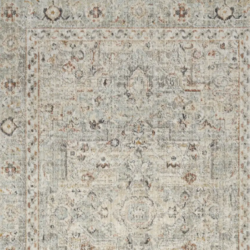 Gray Floral Distressed Area Rug Photo 9