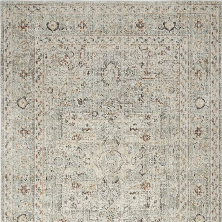 Gray Floral Distressed Area Rug Photo 7