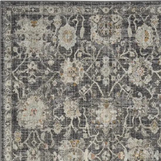 Gray Floral Distressed Area Rug Photo 7