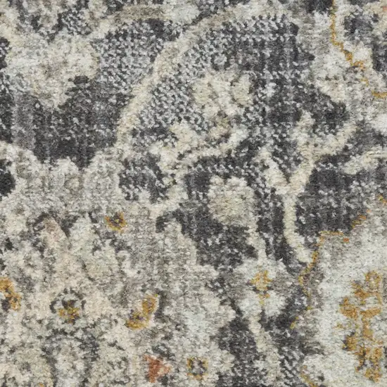 Gray Floral Distressed Area Rug Photo 9