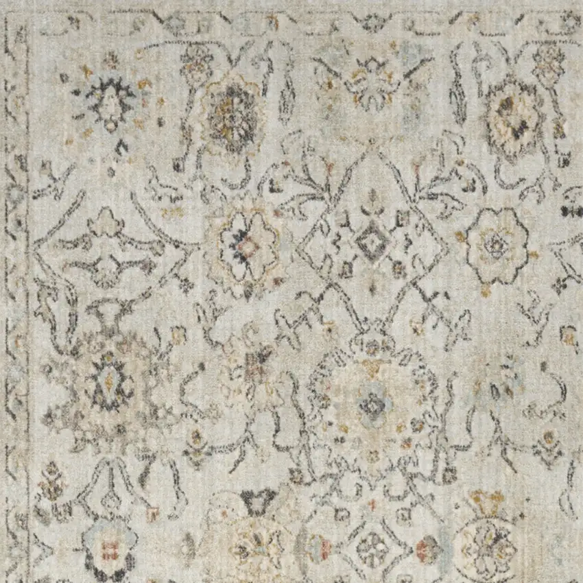 Gray Floral Distressed Area Rug Photo 9