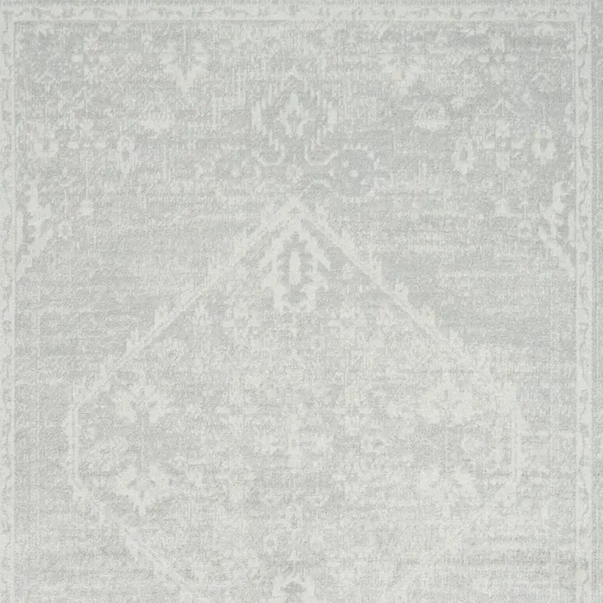 Gray Floral Distressed Area Rug Photo 9