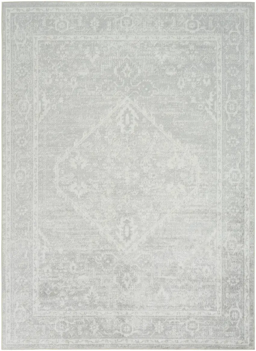 Gray Floral Distressed Area Rug Photo 7