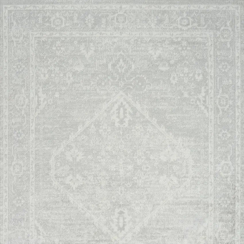 Gray Floral Distressed Area Rug Photo 8