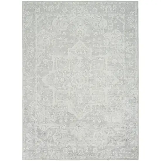 Gray Floral Distressed Area Rug Photo 7