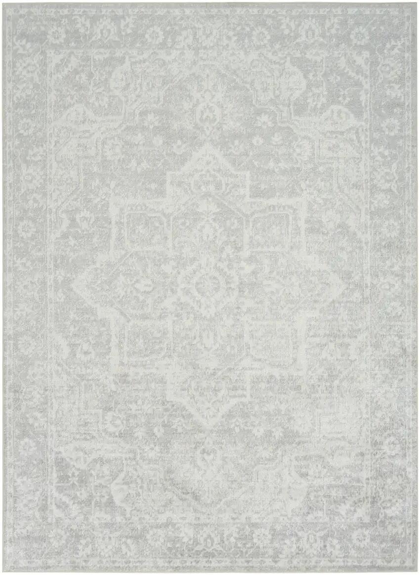 Gray Floral Distressed Area Rug Photo 7