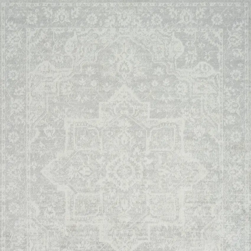 Gray Floral Distressed Area Rug Photo 9
