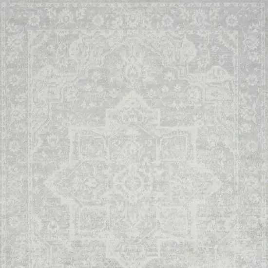 Gray Floral Distressed Area Rug Photo 9