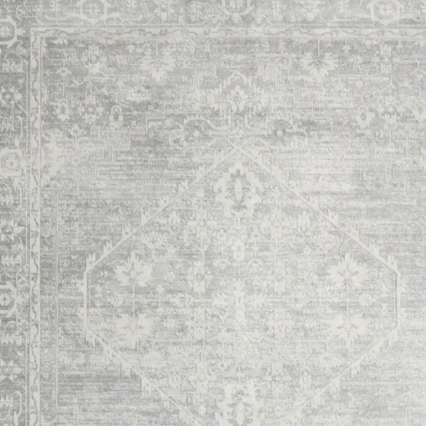 Gray Floral Distressed Area Rug Photo 3