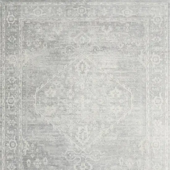 Gray Floral Distressed Area Rug Photo 4