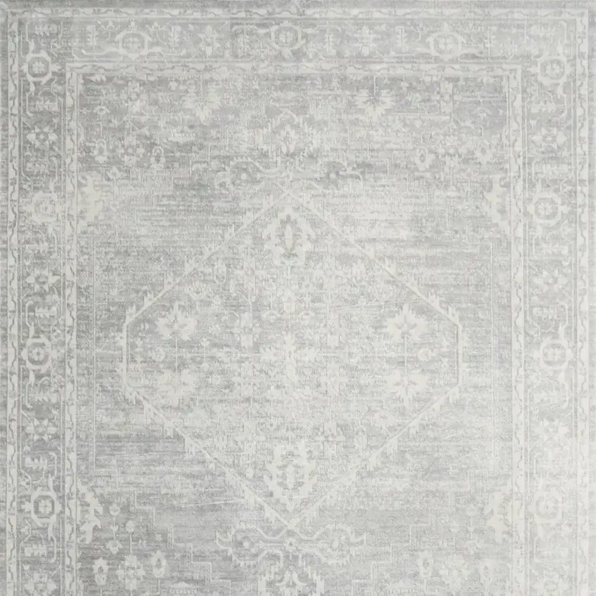 Gray Floral Distressed Area Rug Photo 4