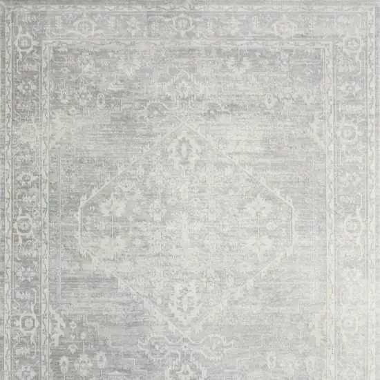 Gray Floral Distressed Area Rug Photo 8