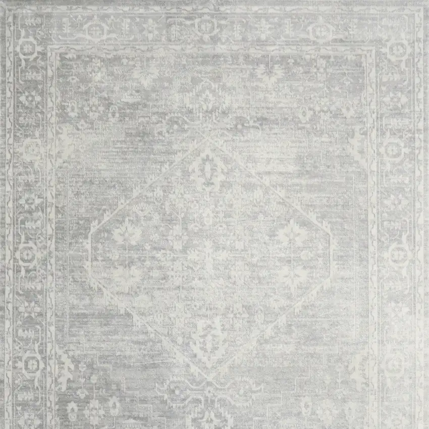 Gray Floral Distressed Area Rug Photo 8