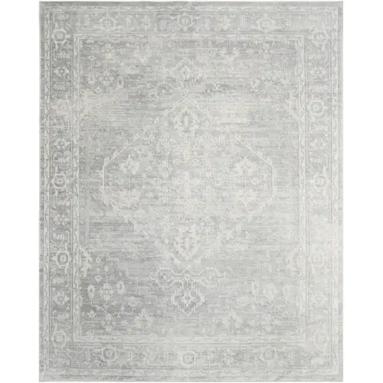Gray Floral Distressed Area Rug Photo 2