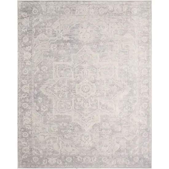 Gray Floral Distressed Area Rug Photo 7