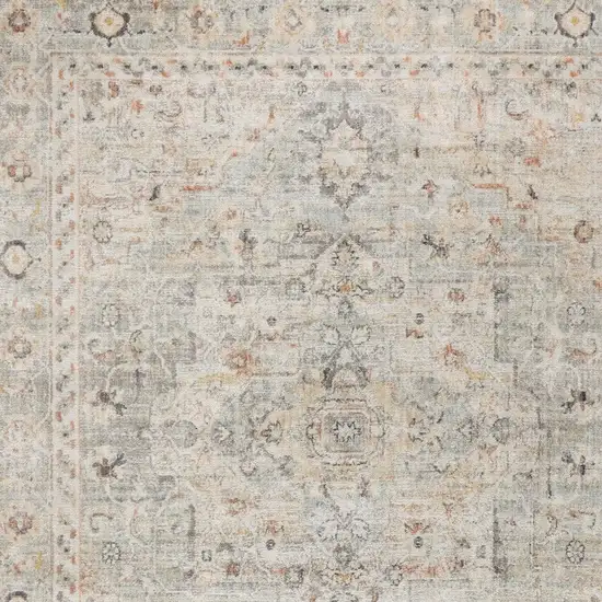 Gray Floral Distressed Area Rug Photo 9