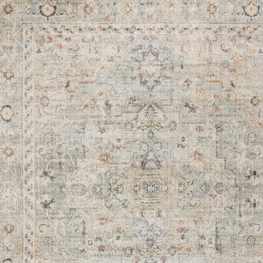 Gray Floral Distressed Area Rug Photo 9