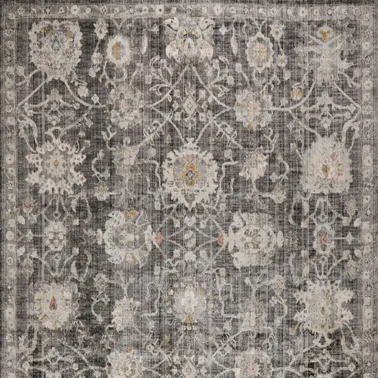 Gray Floral Distressed Area Rug Photo 6