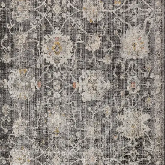 Gray Floral Distressed Area Rug Photo 7