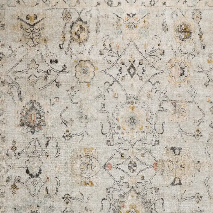 Gray Floral Distressed Area Rug Photo 7